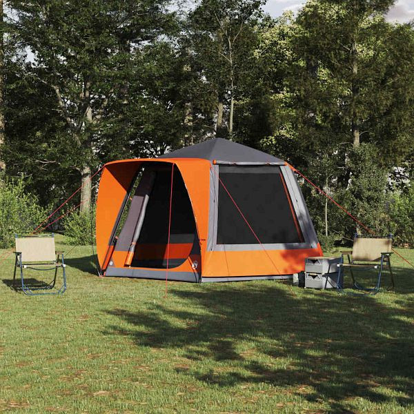 vidaXL Campingzelt Grau und Orange 420 x 420 x 227 cm Polyester, 42001028