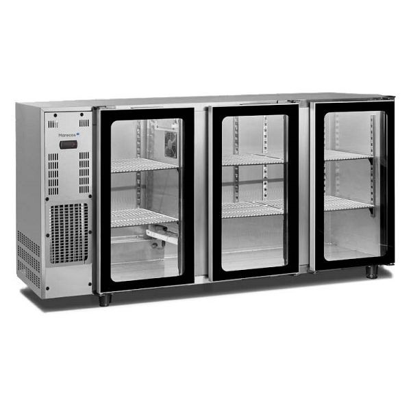 Marecos Edelstahl Barkühlschrank mit 3 Glastüren, 206.033