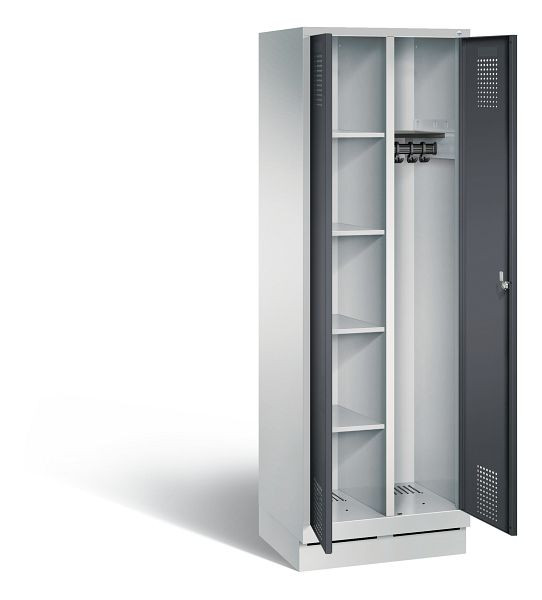 C+P Putzmittel-Spind Evolo, H1800xB610xT500mm, Farbe: Lichtgrau / Schwarzgrau, 48160-20 S10073