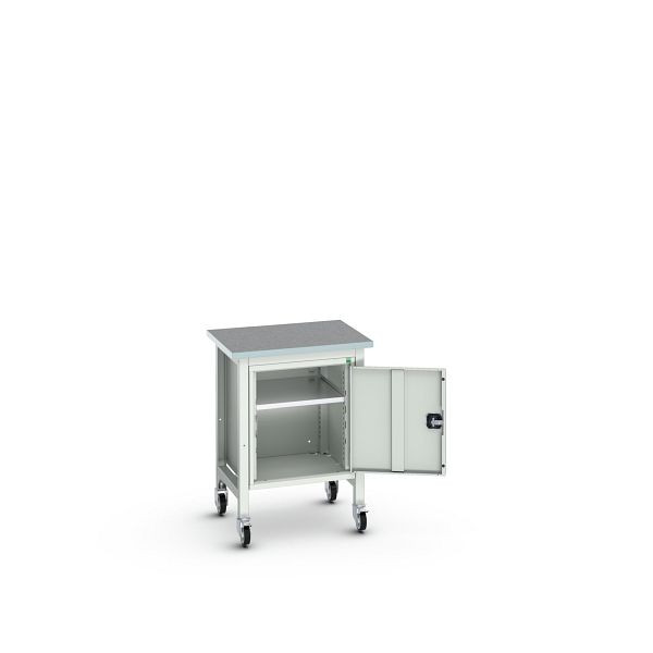 bott verso mobile Werkbank (Linoleum-Platte) mit 1 Unterbauschrank, BxTxH: 700 x 600 x 930 mm, Lichtgrau / Lichtgrau, 16922203.16