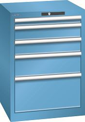 LISTA Schubladenschrank 27x27E (BxTxH) 564x572x800mm KEY Lock, Lichtblau, 5 Schubladen, Fronthöhe: 50-300mm, 78.882.010