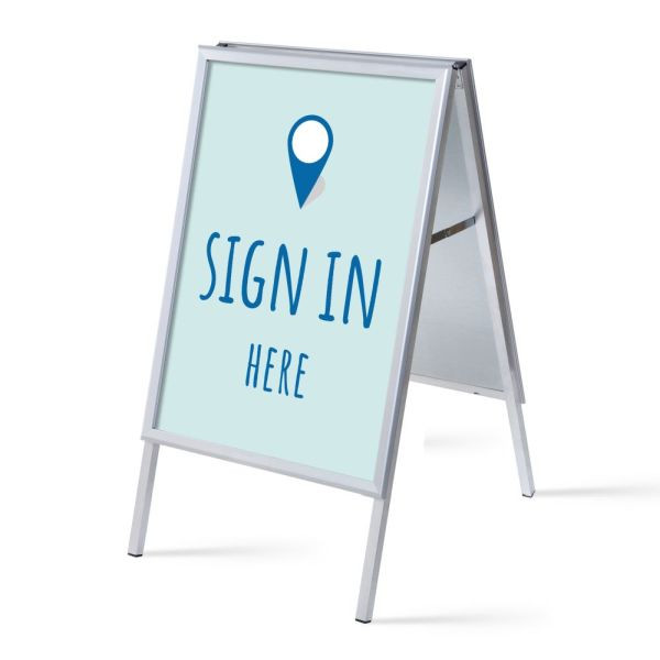 Showdown Displays Kundenstopper A1 Komplettset Hier Anmelden Blau Englisch, ZPA1G32MEI255