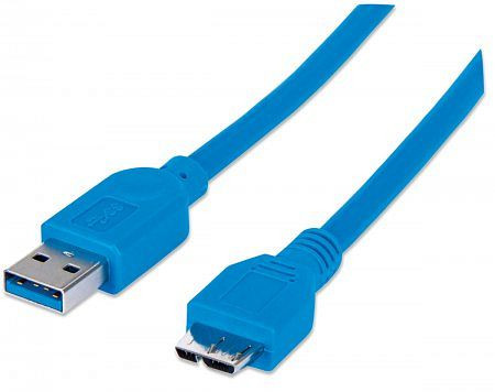 MANHATTAN SuperSpeed USB Micro-B Anschlusskabel, USB 3.0, 5 Gbps, 1 m, blau, 325417