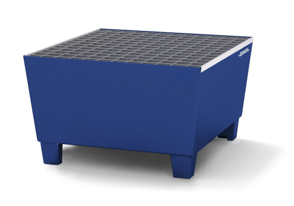 DENIOS Auffangwanne aus Stahl für 1 Fass à 200 Liter, 885 x 815 x 478 mm, mit Gitterrost, 328430