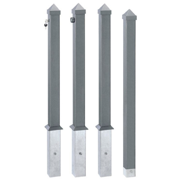 Stein HGS Stahlpoller -Kristall-, Heraushebbar, ohne Schloss, inkl. Bodenhülse, 2 Ösen (180°), 14177-02