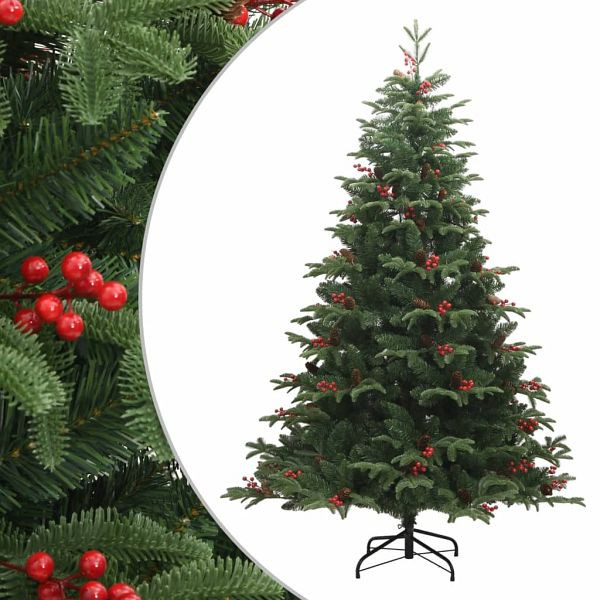 vidaXL Künstlicher Weihnachtsbaum Klappbar mit Zapfen & Beeren 240 cm, 358378