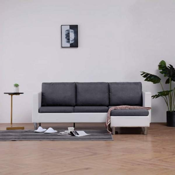vidaXL 3-Sitzer-Sofa mit Kissen Weiß Kunstleder, 282286