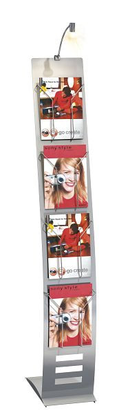 Kerkmann Info-Ständer, schmal, B 260 x T 420 x H 1650 mm, alusilber, 44693014