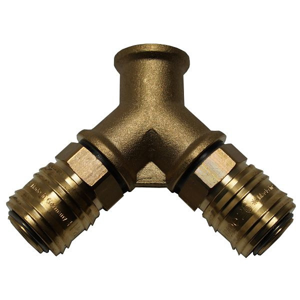 AEROTEC Druckluft Kompressor Verteiler Y-Adapter 2 Kupplungen BL 3/8" IG, 25730069