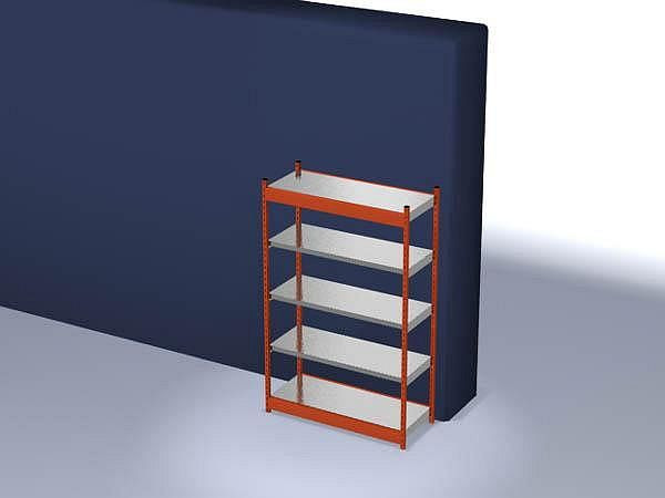 hofe Fachboden-Grundregal, 2000x500x1300 mm, 5 Fachebenen, verzinkt / RAL 2004, 200 kg Fachlast, 1600 kg Feldlast, einseitige Bedienung, ROG205013ME