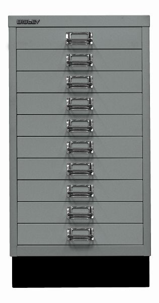 Bisley MultiDrawer, 29er Serie mit Sockel, DIN A3, 10 Schubladen, silber, L29A310S355