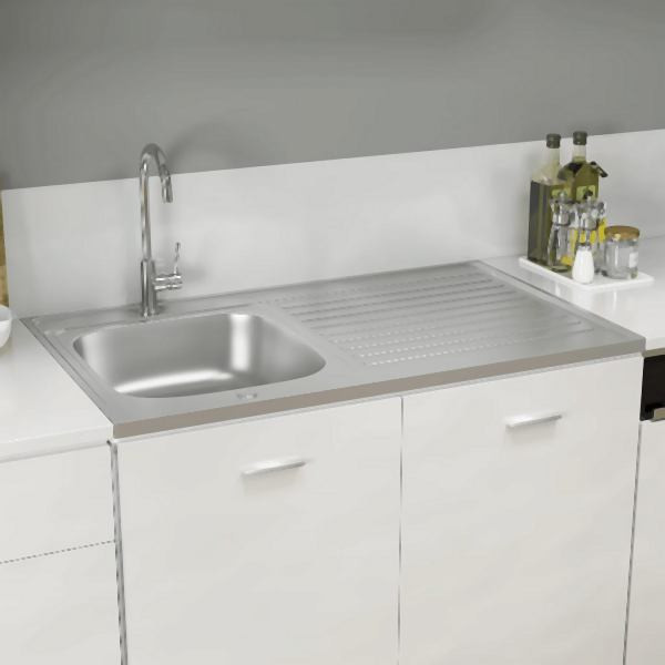 vidaXL Spüle mit Abtropffläche Set Silbern 1000x600x155 mm Edelstahl, 147237