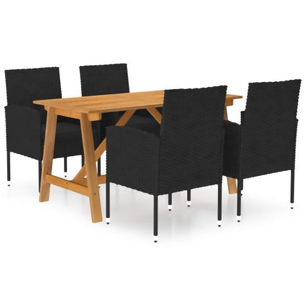 vidaXL 5-tlg. Garten-Essgruppe Schwarz, Polyester, 3068781