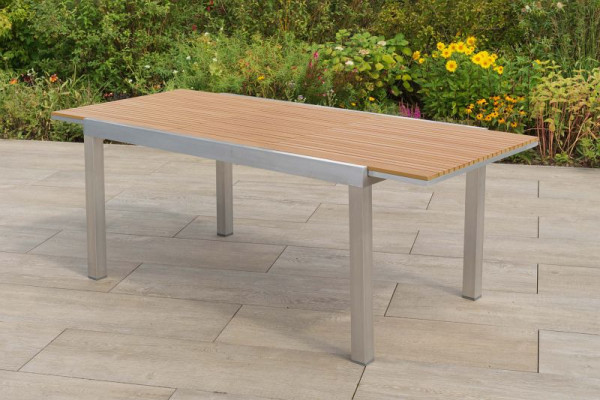 Merxx Ausziehtisch 150 (200) x 90 cm, pulverbeschichtetes Aluminium in gebürsteter Optik, Tischplatte aus Kunststoff in realistischer Holzoptik, 26703-011