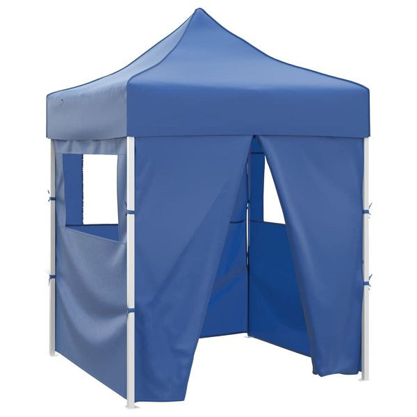 vidaXL Profi-Partyzelt Faltbar mit 4 Seitenwänden 2×2m Stahl Blau, 48879