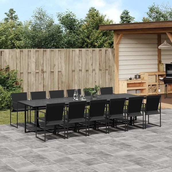 vidaXL 13-tlg. Garten-Essgruppe Schwarz Textilene, 3295122