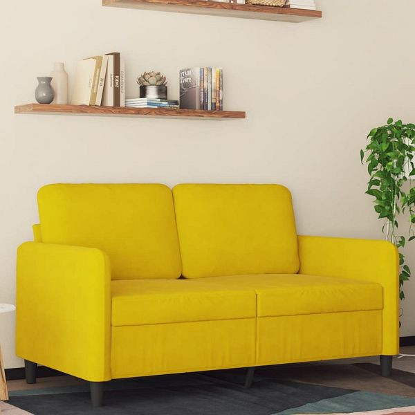 vidaXL 2-Sitzer-Sofa Gelb 120 cm Samt, Füllung: Schaumstoff, 359438