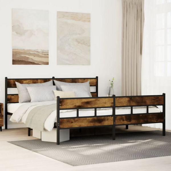 vidaXL Metallbett ohne Matratze Räuchereiche 180x200 cm, 3308466