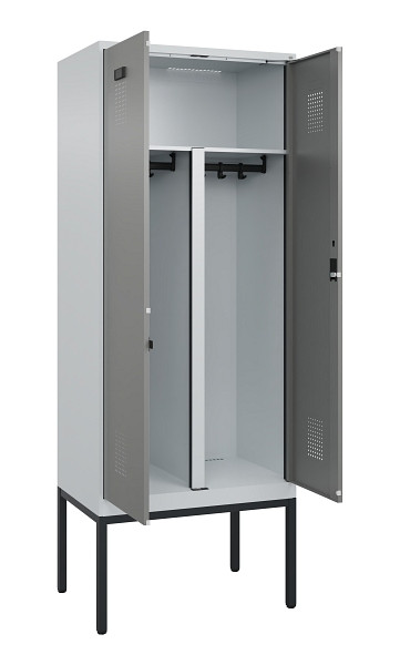 C+P PSA Doppel-Spind Evolo PLUS, Gestell, 2 Abteile, 2120x800x500mm, 7035/0004, Zylinderschloss, 0490327-22P S10041