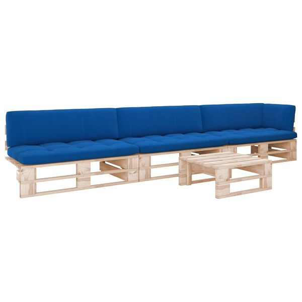 vidaXL 4-tlg. Paletten-Lounge-Set mit Kissen Imprägniertes Kiefernholz, 3066754