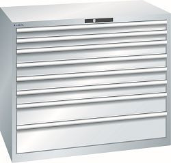 LISTA Schubladenschrank 64x36E (BxTxH) 1193x725x1000mm KEY Lock, Lichtgrau, 8 Schubladen, Traglast Schubladen 75-200kg, Fronthöhe 75-200mm, 78.830.020