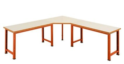 Manuflex Fünfeck-Verkettungselement PROFI mit Kunststoffplatte, für Tischtiefe = 700 mm, Rotorange, WP1419.2001
