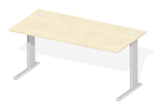 Deskin Schreibtisch Basic M MULTI M, Ahorndekor, Gestell Alusilber, B 1600 x T 800 x H 740 mm, 219672