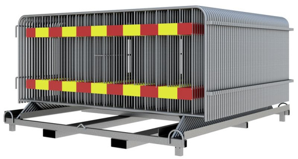 Schake Absperrgitter SET bestehend aus: 50 x Absperrgitter 2,50 m x 1,10 m, mit zwei Tastleisten, rot / gelb, RA2/B, 419_020ESK2-SET50