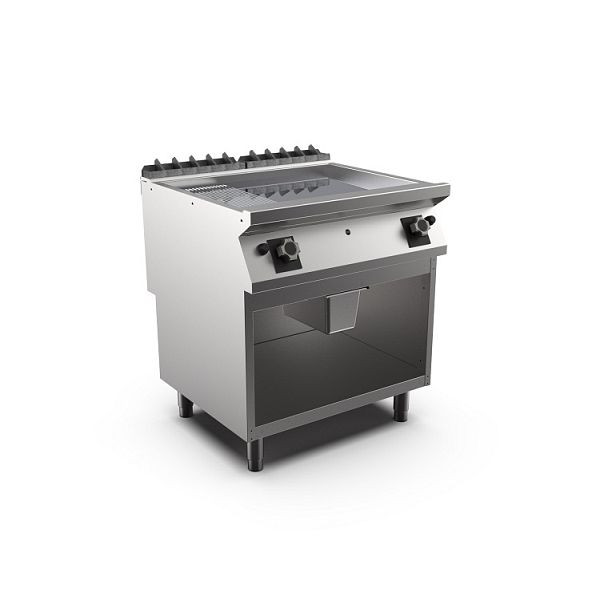 Mareno M1-900 Gas-Backplatte mit 2/3 glatter und 1/3 gerippter mattverchromter Platte, 80cm, 800(B)x920(T)x900(H)mm, FT98GMCG, 191.224