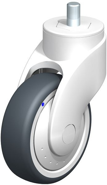 Blickle LWKX-TPA 101XK-FK-GSX12 Kunststoff-Lenkrolle WAVE, rostfrei, mit Gewindestift, Thermoplastisches Gummi-Elastomer, Grau, 744706