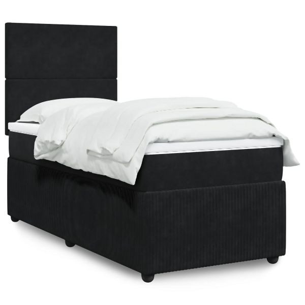 vidaXL Boxspringbett mit Matratze Schwarz 90x200 cm Samt, 3294534