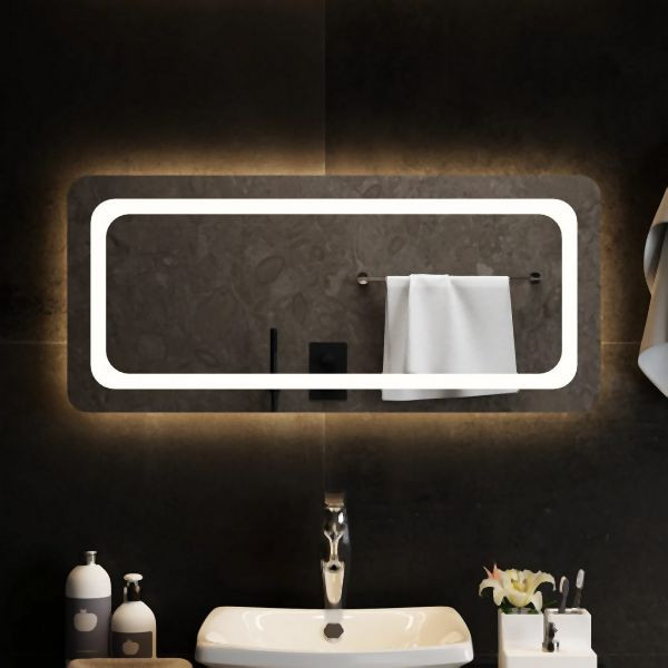 vidaXL LED-Badspiegel 90x40 cm, stilvoll, IP65, Kosmetik, 151788