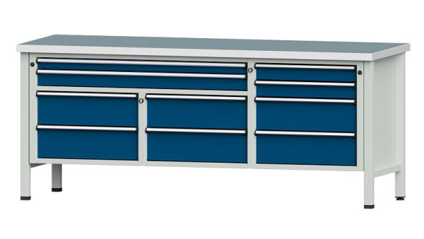 ANKE Werkbänke Kastenwerkbank, Modell 285 V, 2000 x 700 x 840 mm, RAL 7035/5010, UBP 40 mm, 304.588