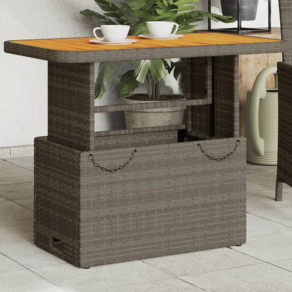 vidaXL Gartentisch Grau 90x55x71 cm Poly Rattan und Akazienholz, 368276
