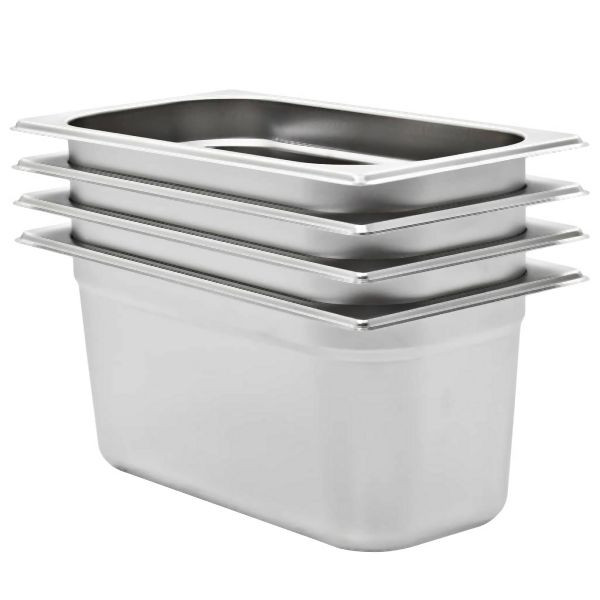 vidaXL Gastronormbehälter 4 Stück GN 1/3 150 mm Edelstahl, 50896