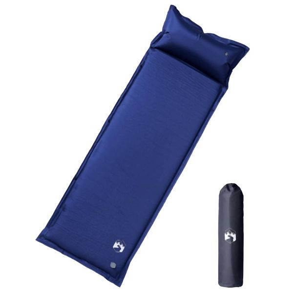 vidaXL Selbstaufblasende Isomatte mit Kissen Marineblau, 4007137