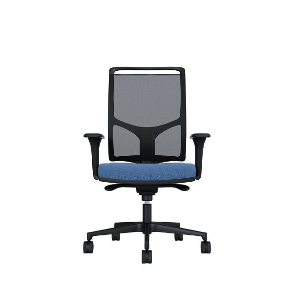 Bisley Bürodrehstuhl Zed, Schwarzes Kunststoff, Höhenverstellbare Armlehnen, Fußkreuz und Armlehnen aus Kunststoff, NE0378 hellblau, ZEDKSLSNE0378