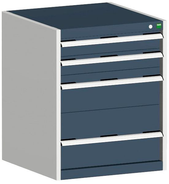 bott cubio Schubladenschrank bestückt mit 4 Schubladen BxTxH: 650 x 650 x 800 mm, RAL 7035/7016, 40019033.19V