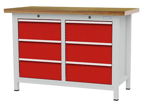Bedrunka+Hirth Kastenwerkbank, R 18-16, Schubladenanzahl: 6, Maße: 1250 x 600 x 859 mm, Tragkraft Schublade(n): 50 kg, 03T512H60150