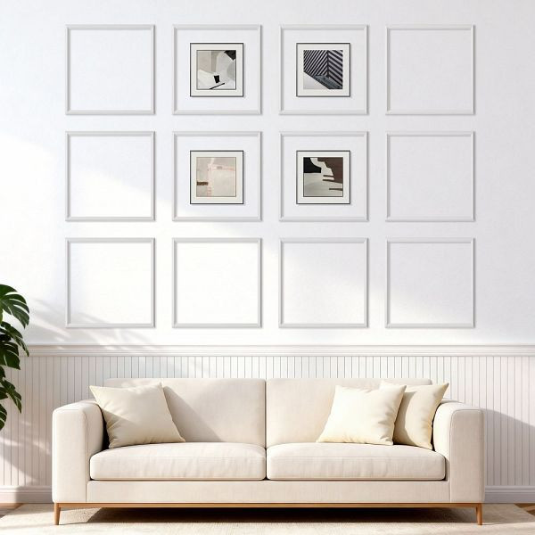 VEVOR Wandform-Set, 12er-Pack, 51x51 cm Stuckleisten, Polystyrol, wasserfest, weiß, für Wohnzimmer & Schlafzimmer, QMSTJBYX20202NILF001V0