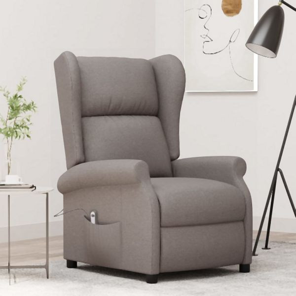 vidaXL Ohrensessel mit Liegefunktion Elektrisch Taupe Stoff, 3098327