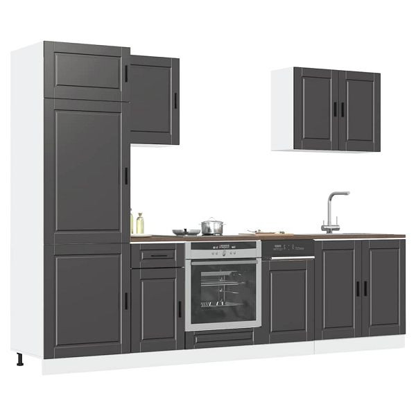 vidaXL 7-tlg. Küchenschrank-Set Kalmar Schwarz Holzwerkstoff, 3314782