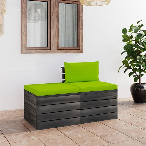 vidaXL 2-teilig Garten-Sofagarnitur aus Paletten mit Kissen Kiefernholz, 3061682, 8720286256060