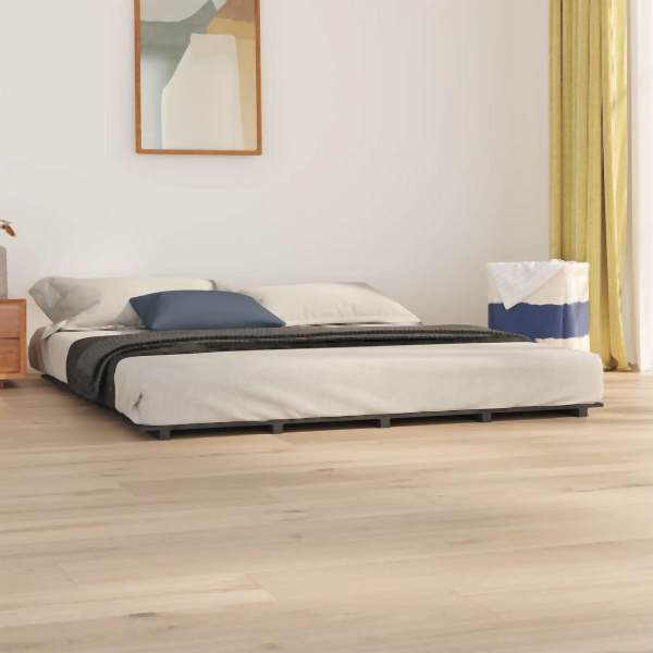 vidaXL Massivholzbett Grau 180x200 cm Kiefer, 824585, 8720845683030