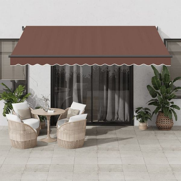 vidaXL Markise Manuell Braun 400x350 cm, Material: Pulverbeschichtetes Aluminium, Stoff (100% Polyester) mit PU-Beschichtung, 3215403