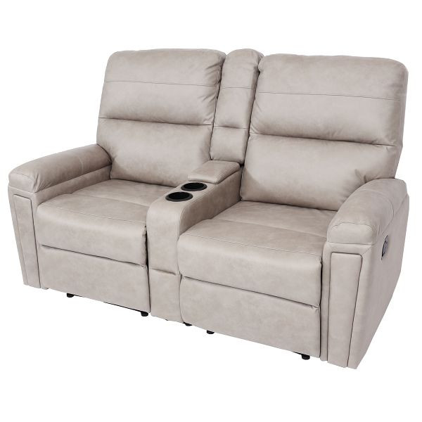 Mendler 2er Kinosessel HWC-K17, Relaxsessel Fernsehsessel Sofa, Nosagfederung Getränkehalter Fach, Stoff/Textil hellgrau, 94728+94729+94730