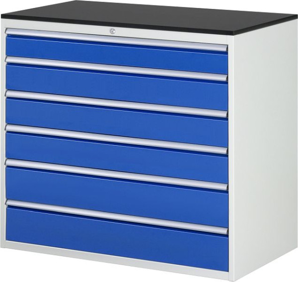 RAU Schubladenschrank Serie 7000, B1145xT650xH1030mm, Schubladen: 1xH120, 3xH150, 2xH180mm, Arbeitsplatte melaminharzbeschichtet, 03-XXL7.6A-M.11