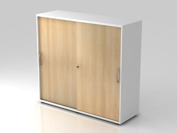 Hammerbacher Schiebetürschrank 3OH 120cm Bogengriff Weiß/Eiche, 120x40x110 cm (BxTxH), V1753S/W/E/BM