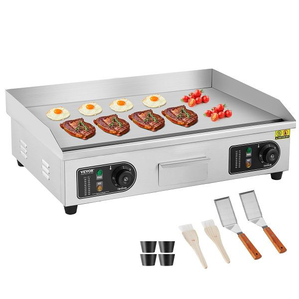 VEVOR 4000W Elektro Grillplatte Glatt Kommerziell Eisen Gastrogrill Küche 663mm, SYKDBLQP10MMKMH03V2