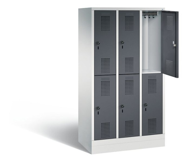 C+P Spind doppelstöckig Evolo, H1600xB900xT500mm, Farbe: Lichtgrau / Schwarzgrau, 483206-30 S10088